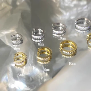 We Flower ต่างหูห่วง ทรงกลม ประดับพลอยเทียม สีทอง 14K เครื่องประดับ สําหรับผู้หญิง งานหมั้น ปาร์ตี้
