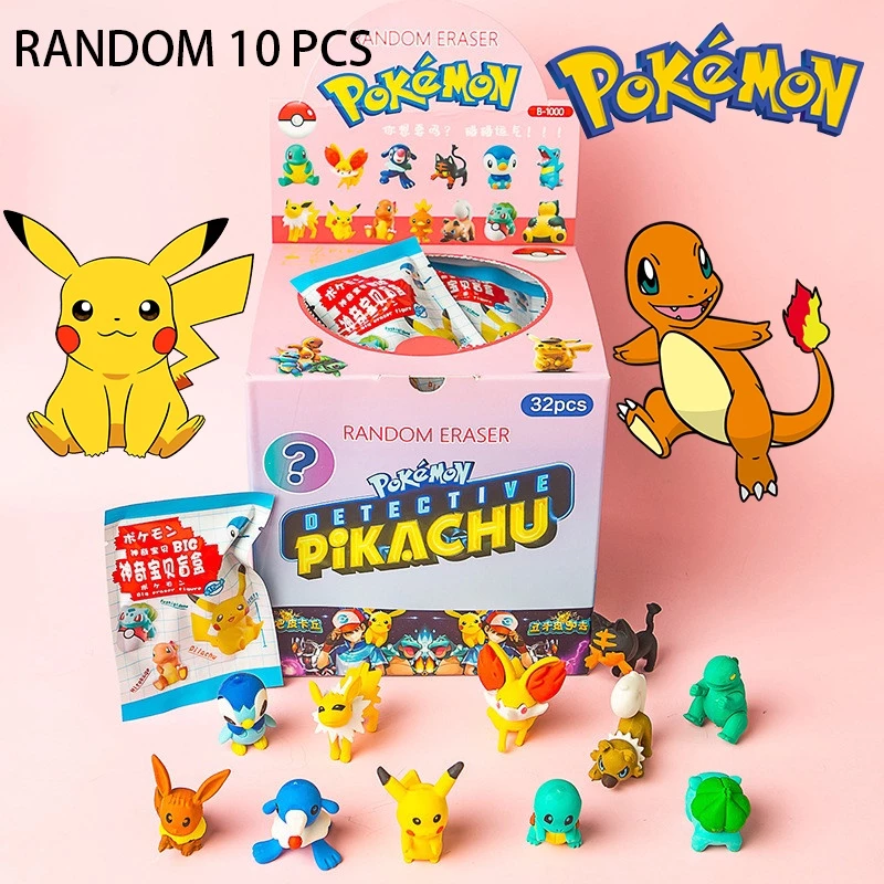 10/5/2 ชิ้น โปเกมอน สุ่มยางลบ กล่องปริศนา DIY ประกอบยางลบ ปิกาจู Charmander เครื่องเขียนนักเรียน ตุ๊กตา ของเล่นเด็ก ของขวัญ