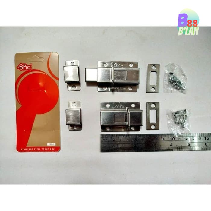 ประตู WINDOW LOCK SLOT STAINLESS EPIC TOWER BOLT 2 INCH B88 Latch ล็อคลิ้นชักประตูโกดัง