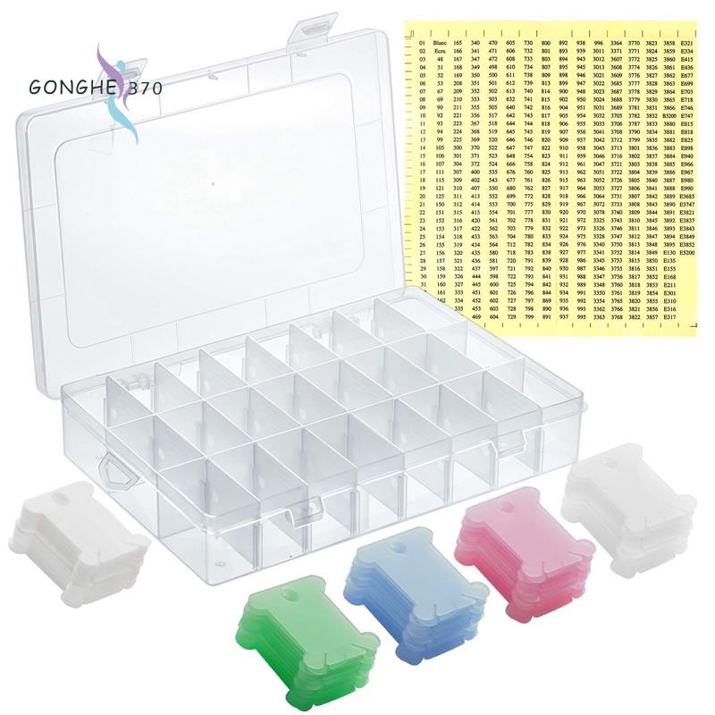[gonghe370] กล่องจัดเก็บอุปกรณ์ปักครอสสติตช์ 152 ชิ้น พร้อมสติกเกอร์ตัวเลข ไหมขัดฟัน