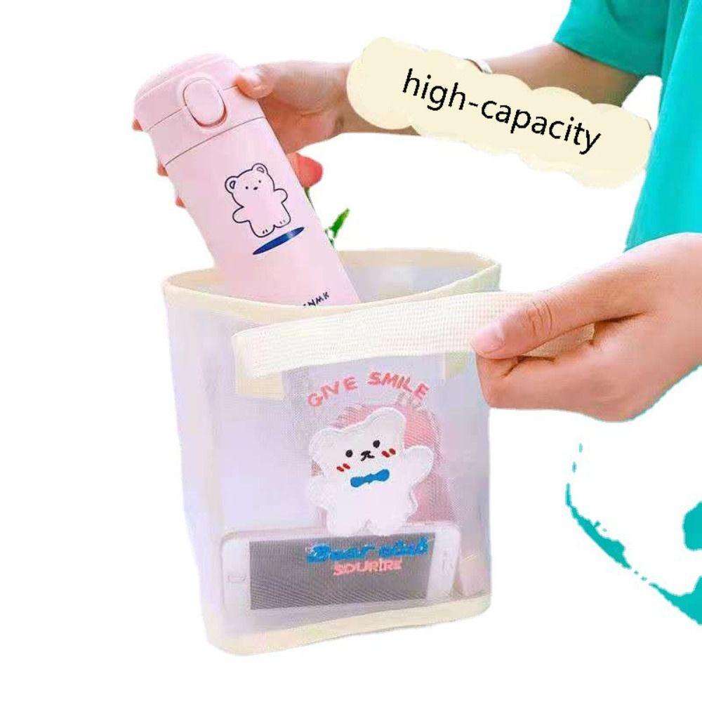 Witakey กระเป๋าเครื่องสําอาง กระเป๋าถือ ผ้าตาข่าย แบบใส ลายหมีน่ารัก เหมาะกับเดินชายหาดกลางแจ้ง แฟชั่นสําหรับผู้หญิง - รูปที่ 3