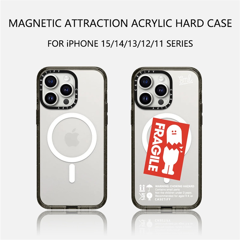 Casetify X SML เคสแข็ง อะคริลิค TPU ใส ขอบขาวดํา พร้อมกล่อง สําหรับ IPhone 11 12 13 14 15 Pro Max