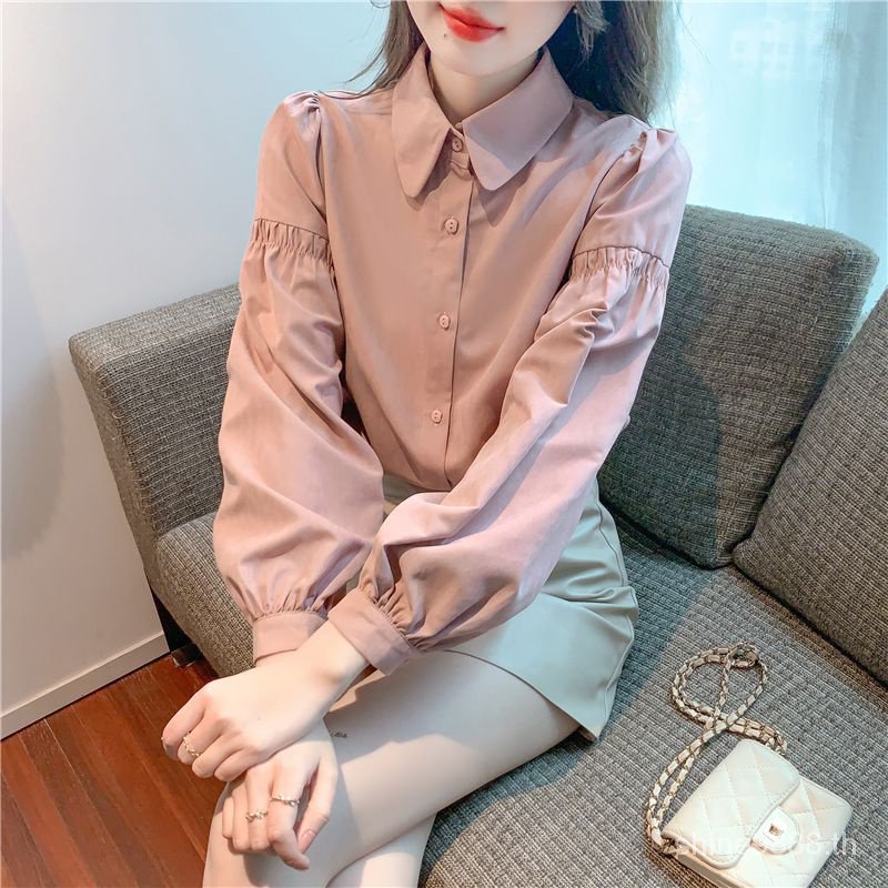 เสื้อเชิ้ตแขนยาว คอปกโปโล แฟชั่นฤดูใบไม้ผลิ สไตล์ฝรั่งเศส สําหรับผู้หญิง 2023 KGSH
