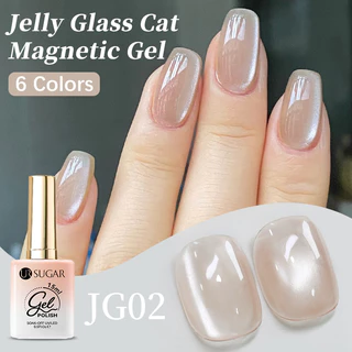 【Local】UR SUGAR แก้วลูกปัดแมวเจลแม่เหล็กแฟลชสีขาว Spar Nude เล็บเจลโปแลนด์แม่เหล็ก Galactic Effect 15ml