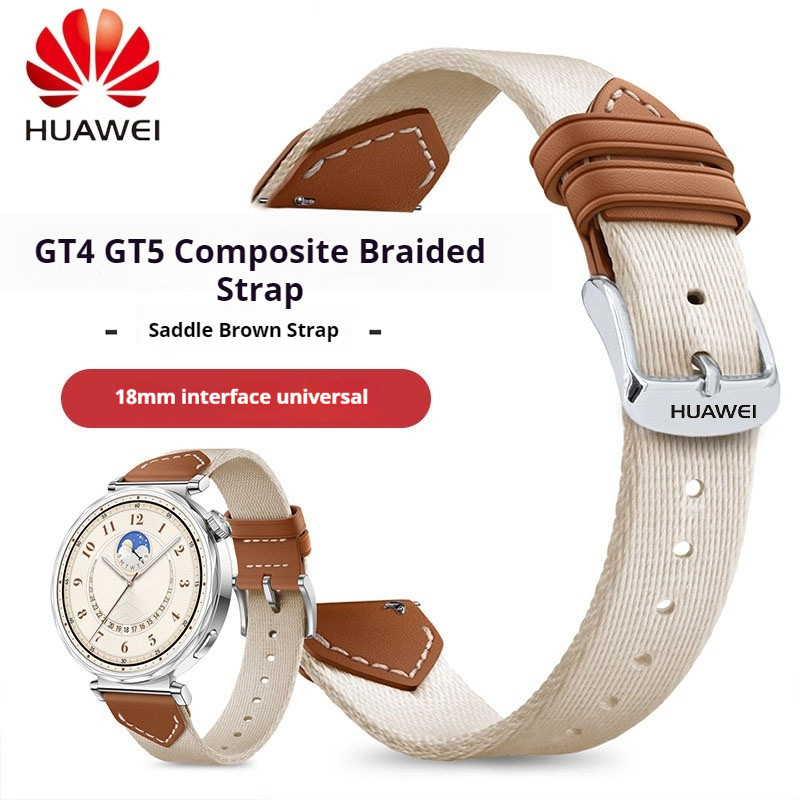 สายนาฬิกา Huawei ของแท้ 18 มม. GT4 GT5 41 มม.GT5 Pro 42 มม.สายถักไนลอน, เหมาะสําหรับแฟชั่น Huawei Watch สายถัก