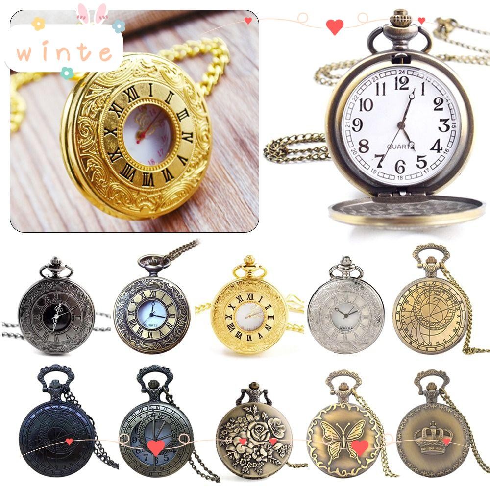 Inte Pocket Quartz Vintage พร้อมสร้อยคอนาฬิกาพก