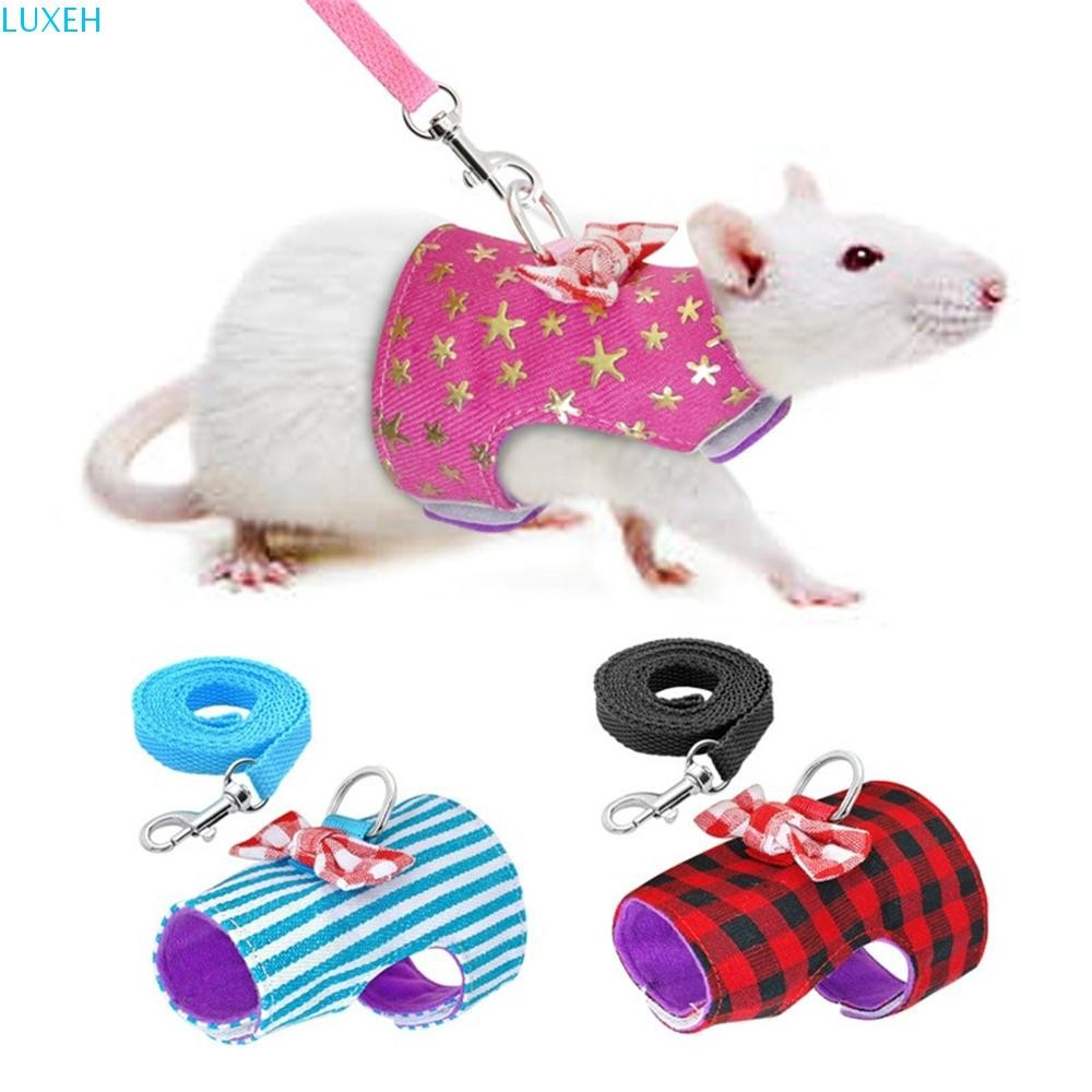 Luxeh เสื้อกั๊กหนูแฮมสเตอร์กระรอกสัตว์เลี้ยงขนาดเล็ก Ferret สายรัดหน้าอกความปลอดภัยกลางแจ้ง