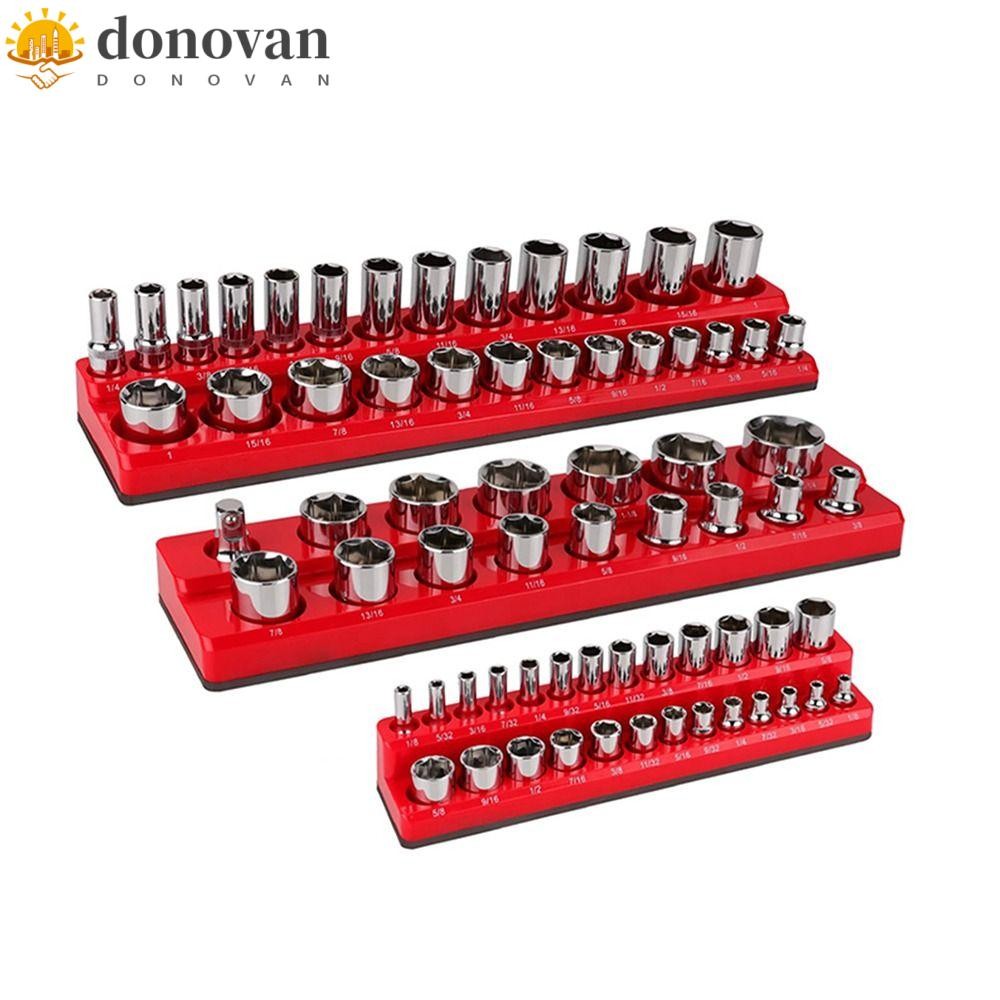 Donvan 3Psc ชุดซ็อกเก็ตแม่เหล็ก, 1/4 "3/8" 1/2 "ไดรฟ์ Professional Magnetic Socket Organizer ชุด, Multi-สีติดโลหะผนังแม่เหล็กถาดซ็อกเก็ต