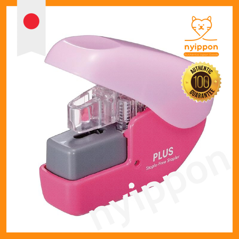 PLUS Mini Stapler, No Staple Paper Clincher, Pink SL-104NB 31-113