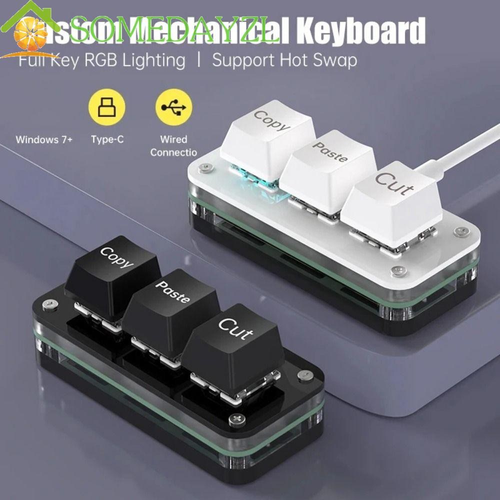 Somedayzl Mini 3 คีย์แพด ปุ่มลัดคัดลอก วาง ตัด สีแดง Type-C อะคริลิค