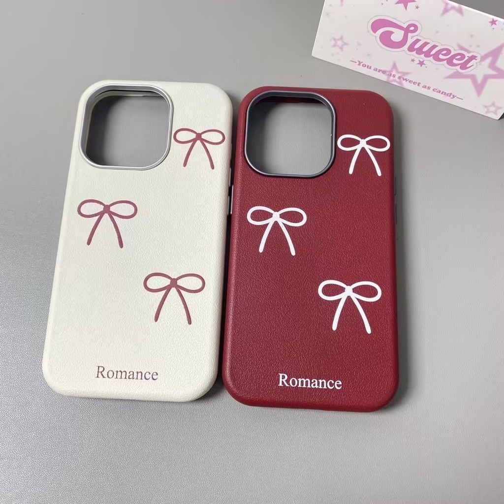 การ์ตูนโรแมนติกน่ารักสีขาว Bowknot Soft Tpu สําหรับ IPhone 17 11 16 12 15 14 13 Pro Max XR X 15 14 17 16 Plus XS Max โลหะหรูหราเลนส์กรอบหนังกรณี