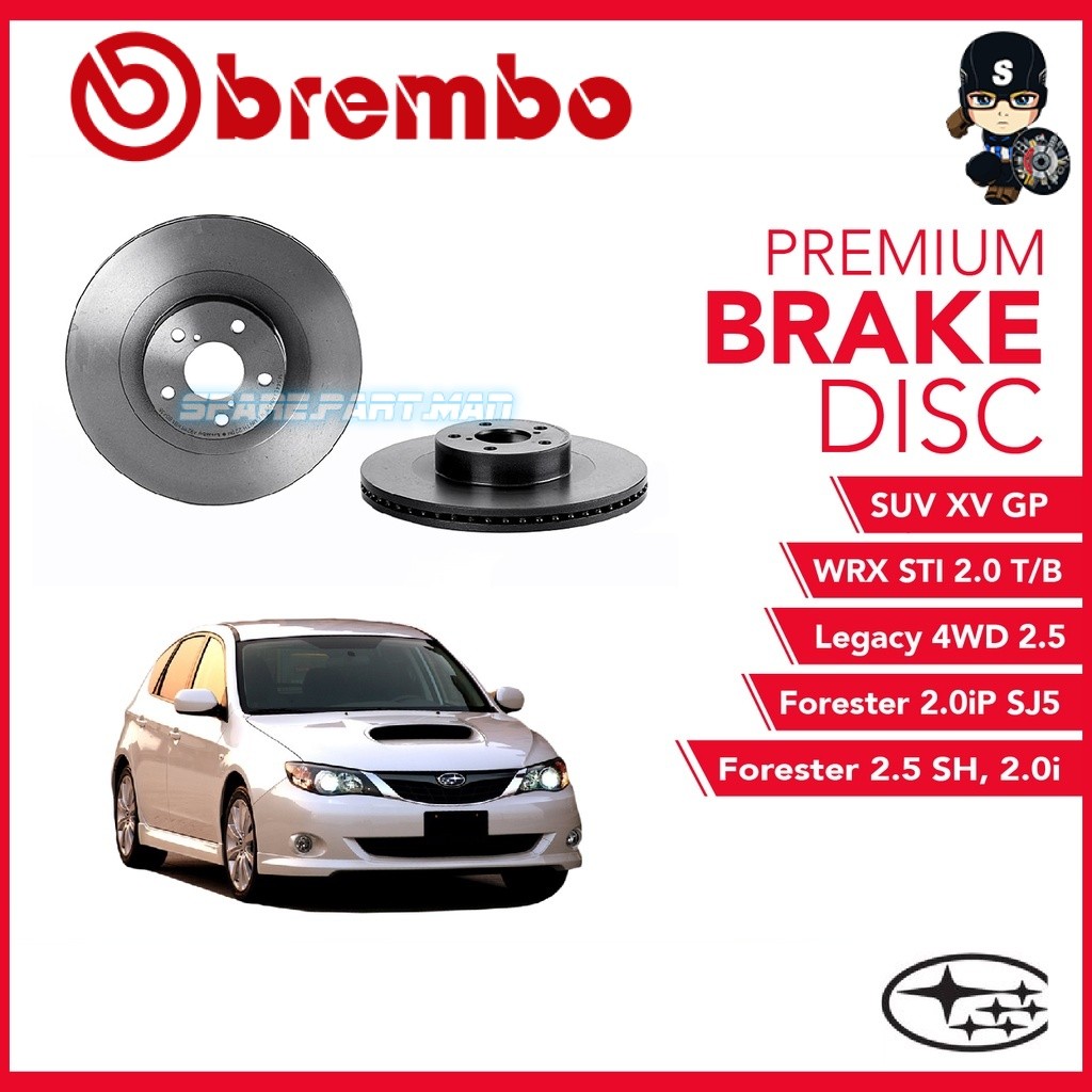 BREMBO โรเตอร์ดิสก์เบรกหน้า Subaru WRX STI 2.0 T/B, Forester SH, 2.0i, 2.0iP SJ5 SUV XV GP Legacy 4W