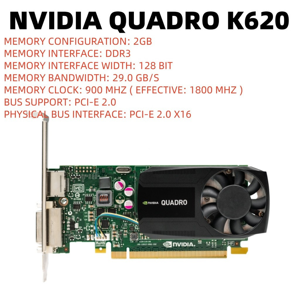 Nvidia Quadro K620 VCQK620-T 2GB DDR3 PCIe 2.0 การ์ด DVI/Display กราฟิกการ์ด
