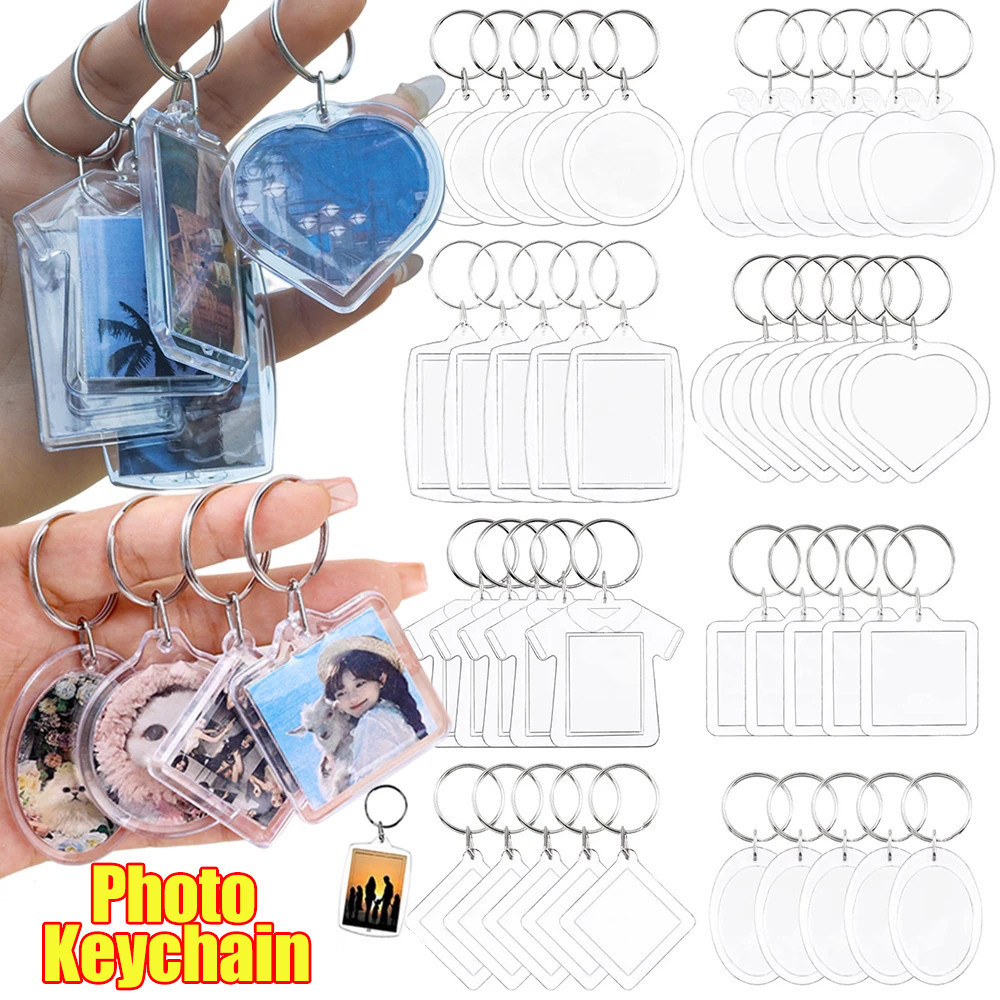 สร้างสรรค์พวงกุญแจเปล่า-ใส กรอบรูป คริลิก หลายรูปร่าง ล้างได้ ใส่ภาพ/สติ๊กเกอร์ จี้
