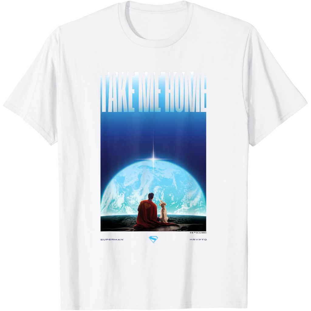 เสื้อยืดผู้ใหญ่ Superman (ภาพยนตร์ 2025) เสื้อยืดแนวตั้ง Superman Krypto Earth