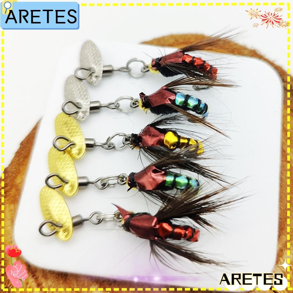 Arets 1/5PCS Bionic Fly Fishing Bait, Fly Fishing Lures Kit แมลงวันปลาเทราท์ Jigs, อุปกรณ์ตกปลา Spinner เหยื่อว่ายน้ํา Fly Fishing Hook แมลงวันแมลงล่อ