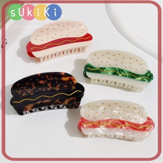 Sukiki กิ๊บติดผม พลาสติก ขนาดใหญ่ เครื่องประดับผม แฮมเบอร์เกอร์ ปู ผู้หญิง