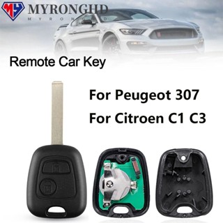 Myronghd กุญแจรถยนต์ 2 ปุ่ม 433MHZ ชิป ID46 VA2 ทนทาน อุปกรณ์เสริม สําหรับ Peugeot 307 Citroen C1 C3