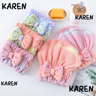 Karen หมวกคลุมผมแห้งเร็ว, หมวกอาบน้ํา ไมโครไฟเบอร์ โบ, แฟชั่น ผ้ากํามะหยี่ปะการัง อุปกรณ์ห้องน้ํา ผมแห้งเร็ว ผ้าขนหนูผมผู้หญิง