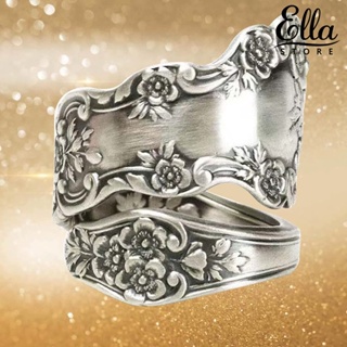 Ellastore123 แหวนชุบไฟฟ้า ลายดอกไม้ เรขาคณิต ไม่ซีดจาง ปรับได้ สไตล์วินเทจ สําหรับของขวัญ เครื่องประดับ