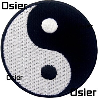 Osier1 แผ่นแพทช์ โพลีเอสเตอร์ ปักลายหยินหยาง 2.1x 2.1 นิ้ว สไตล์จีน สําหรับเย็บติดเสื้อแจ็กเก็ต 15 ชิ้น