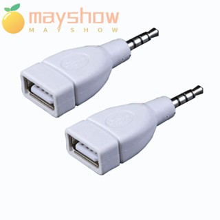 Mayshow อะแดปเตอร์แปลงเสียง AUX แจ็ค MP3 ตัวผู้ 3.5 มม. USB 2.0 ตัวเมีย สีขาว อุปกรณ์เสริม สําหรับรถยนต์