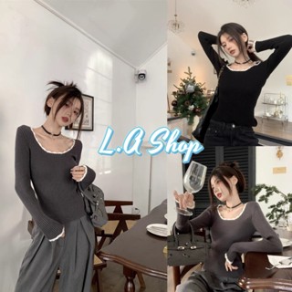 L.A Shop ​พร้อมส่ง เสื้อไหมพรม คอกลมแขนยาว สีพื้นเรียบๆ "95147" -C