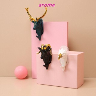 Aroma ตะขอพลาสติก รูปหัวสัตว์ กวาง สร้างสรรค์ สําหรับแขวนตกแต่งผนังห้องน้ํา