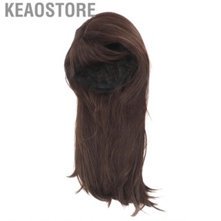 Keaostore Straight Dark Brown Wig Size Adjustable Heat Resistant Bangs Casual