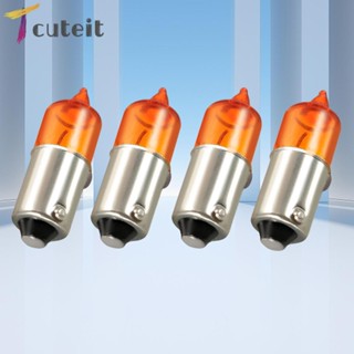 Tcuteit ไฟแสดงสถานะ สีเหลืองอําพัน 12V 21W 4 ชิ้น สําหรับรถยนต์ รถจักรยานยนต์ รถยนต์