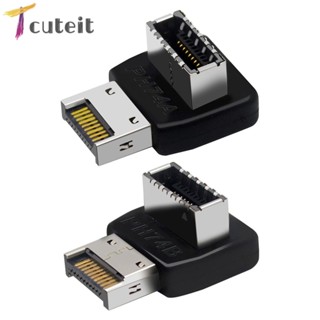 Tcuteit อะแดปเตอร์เชื่อมต่อภายใน Type-C USB 3.1 Type-E 90 องศา