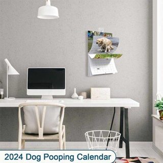 Funny Calendar Gift, Gift Paper 2024 Calendar, Fun Years Gifts Time Planning Wall Decor Dog Pooping Calendar Desk Decoration