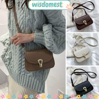 Wisdomest กระเป๋าสะพายไหล่ กระเป๋าถือ หนัง PU สีพื้น สําหรับสตรี