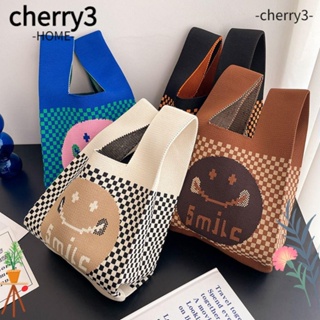 Cherry3 กระเป๋าถือ กระเป๋าช้อปปิ้ง ผ้าถัก ผูกปม สําหรับผู้หญิง