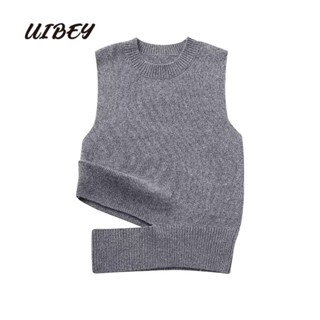 Uibey เสื้อกั๊กถัก คอกลม อเนกประสงค์ แฟชั่น 4000