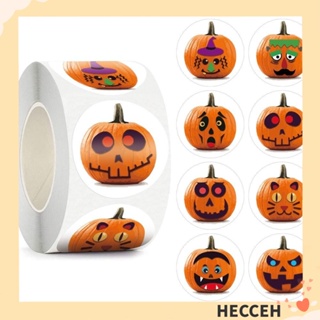 Hecceh สติกเกอร์ฉลาก ลายฟักทองผี น้ําหนักเบา แฮนด์เมด DIY สําหรับติดบรรจุภัณฑ์ 2 ชิ้น