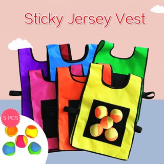 【Free Goods Store】Outdoor Sport Game Props Vest Sticky Jersey Vest Game Vest Waistcoat With Sticky Ball Throwing Toys For Children Kids Sports Toy