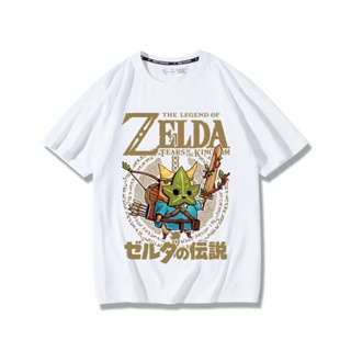 เสื้อยืดแขนสั้น คอกลม ผ้าฝ้าย 100% พิมพ์ลาย Nintendo Game Merchandise The Legend of Zelda Kingdom Tears Link สําหรับผู้ชาย