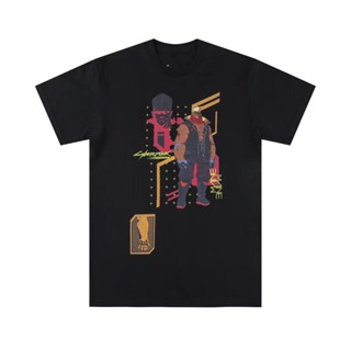 เสื้อยืดแขนสั้น คอกลม ผ้าฝ้าย 100% พิมพ์ลายอนิเมะ Cyberpunk 2077 Edge Walker David and Lucy สําหรับผู้ชาย