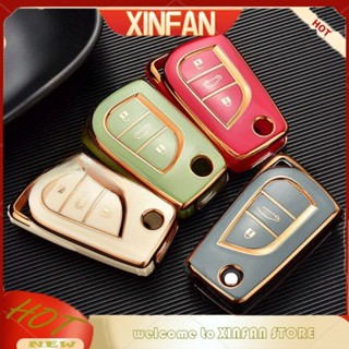 Xinfan เคสรีโมตกุญแจรถยนต์ TPU แบบฝาพับ สําหรับ Toyota Corolla Camry CHR RAV4 Auris Aygo Corolla Altis Yaris Innova Kijang Hilux Vigo Revo Agya