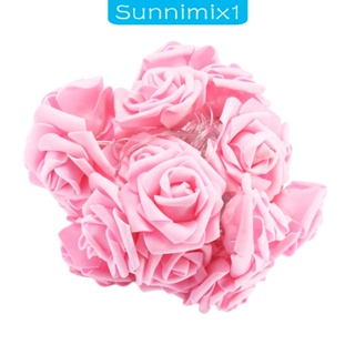 [Sunnimix1] สายไฟหิ่งห้อย LED รูปดอกกุหลาบ สําหรับตกแต่งผนัง ลานคริสต์มาส