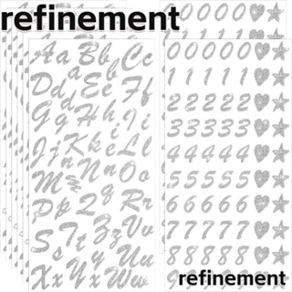 Refinement สติกเกอร์ PVC ลายตัวอักษร ตัวเลข สีเงิน สําหรับตกแต่งสมุดภาพ DIY