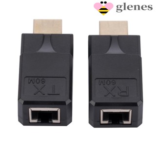 Glenes อะแดปเตอร์รับส่งสัญญาณเครือข่าย RX RJ45 เป็น HDMI 60 ม. 60 ม. เข้ากันได้กับ TX HDMI