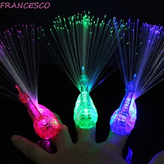 Francesco แหวนนิ้วมือ รูปนกยูงเรืองแสง LED สุ่มสี ของเล่นเสริมพัฒนาการ สําหรับเด็ก