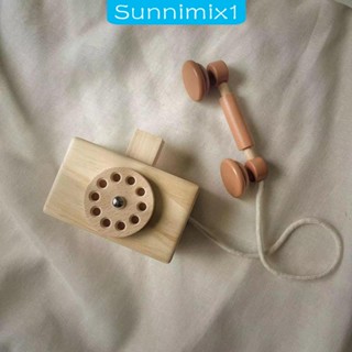 [Sunnimix1] โทรศัพท์ไม้ ของเล่นเสริมการศึกษา สําหรับเด็ก ผู้ปกครอง