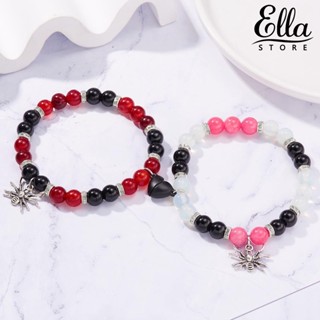 Ellastore123 สร้อยข้อมือลูกปัด จี้รูปแมงมุม หัวใจ ดูดไอซี หลากสี เครื่องประดับ สําหรับคู่รัก ฮาโลวีน 1 คู่