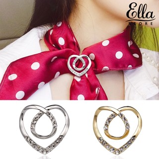 Ellastore123 เข็มกลัดโลหะ รูปหัวใจ ประดับพลอยเทียม อเนกประสงค์ สําหรับตกแต่งผ้าพันคอ ผ้าคลุมไหล่