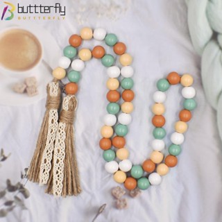 Buttterfly พวงมาลัยไม้ ประดับพู่ ใช้ง่าย สําหรับตกแต่งฟาร์มบ้าน ในร่ม และกลางแจ้ง 2 ชิ้น