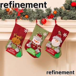 Refinement จี้ถุงเท้า ลายกวาง ซานตาคลอส สโนว์แมน คริสต์มาส สําหรับตกแต่งบ้าน