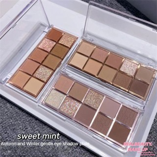 พาเลทอายแชโดว์ Sweet Mint ราคาประหยัด Earth Tones Matte Pearlescent สีเทาซีเมนต์สีเหมาะสำหรับนักเรียน สีสวย แต่งหน้าทุกวันเหมาะสำหรับทุกสีผิว [realbeauty]